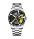 [Silver yellow] LIGE nouveau sport hommes voiture roue montres affaires étanche montre à Quartz