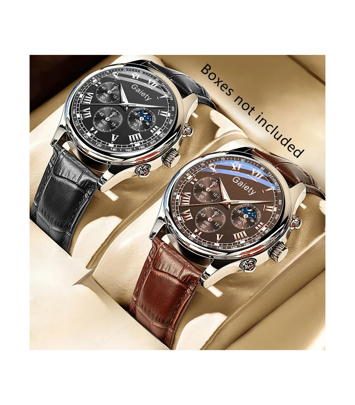 [Café] Ensemble de montres pour hommes d\'affaires, 2 pièces, tendance, rétro, polyvalent, à Qua