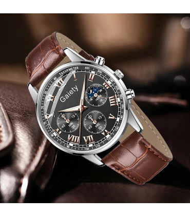 [Café] Ensemble de montres pour hommes d\'affaires, 2 pièces, tendance, rétro, polyvalent, à Qua