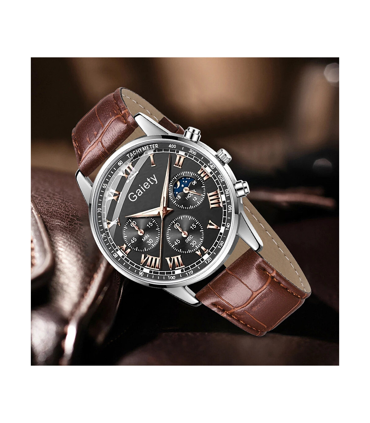 [Café] Ensemble de montres pour hommes d\'affaires, 2 pièces, tendance, rétro, polyvalent, à Qua