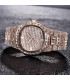 [Rose Oui] Montre de luxe vintage pour homme, bracelet en alliage, diamant, doré, date, quartz,