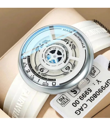 [C] Mark Fairwhale 5990 nouveau 2025 mode Original Unique silicone Quartz montre pour hommes ve