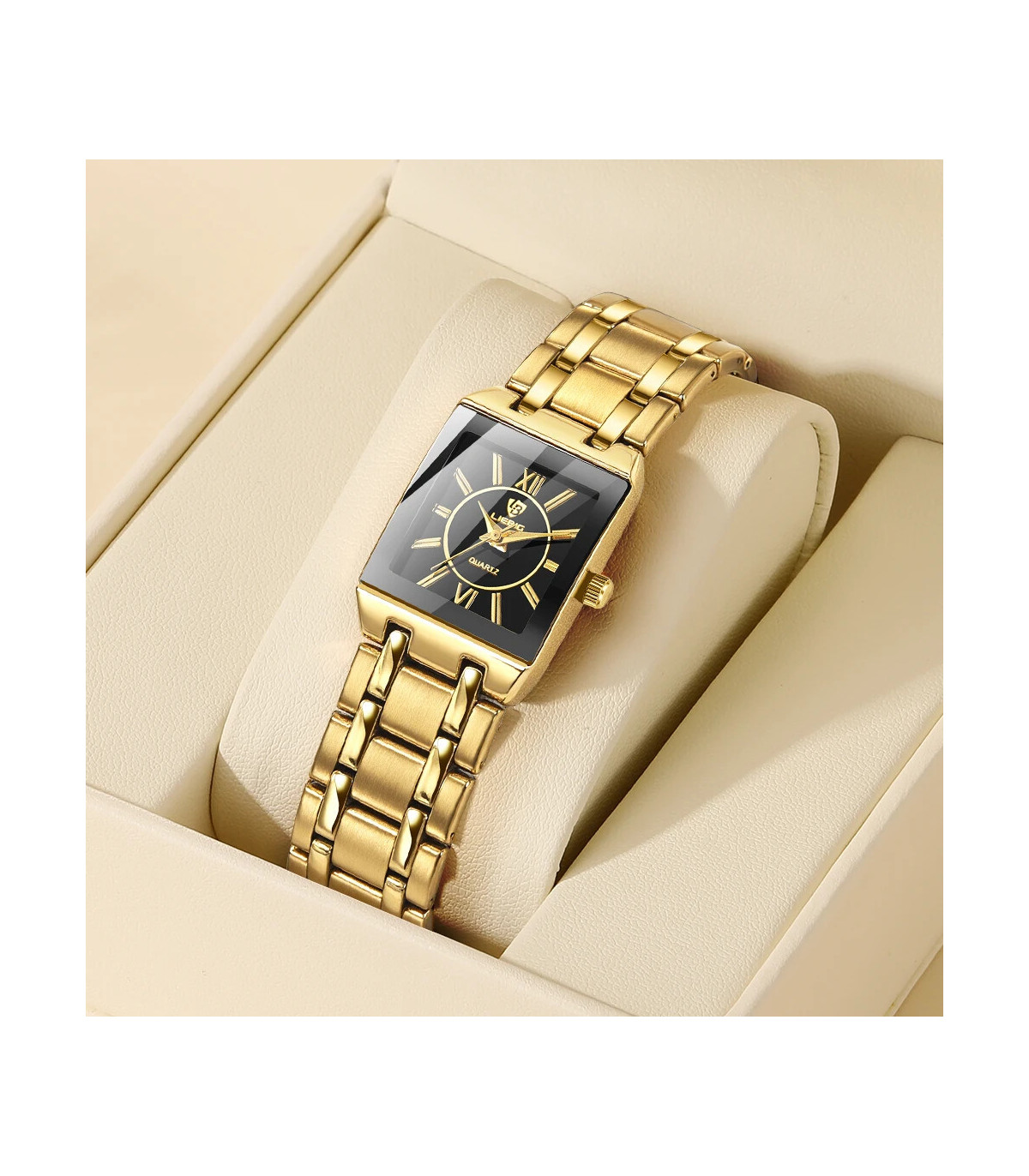 [Women Gold] LIEBIG montres à Quartz de luxe pour femmes hommes montre d\'affaires conception Si