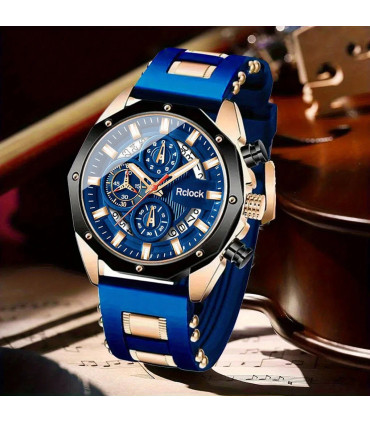 [Blue black rose] [Montre à Quartz pour hommes de mode] 2 pièces montre de sport décontractée p