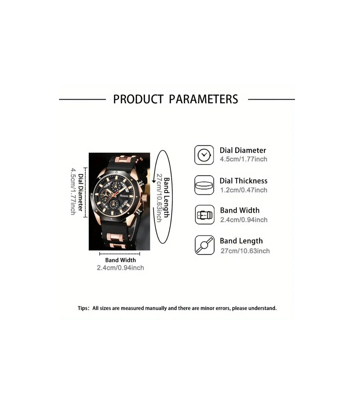 [Blue black rose] [Montre à Quartz pour hommes de mode] 2 pièces montre de sport décontractée p