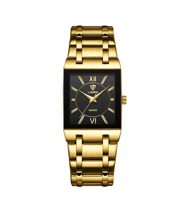 [Men Black] LiEBIG luxe montres à Quartz doré pour femme fille mâle mode 30 m étanche femmes da