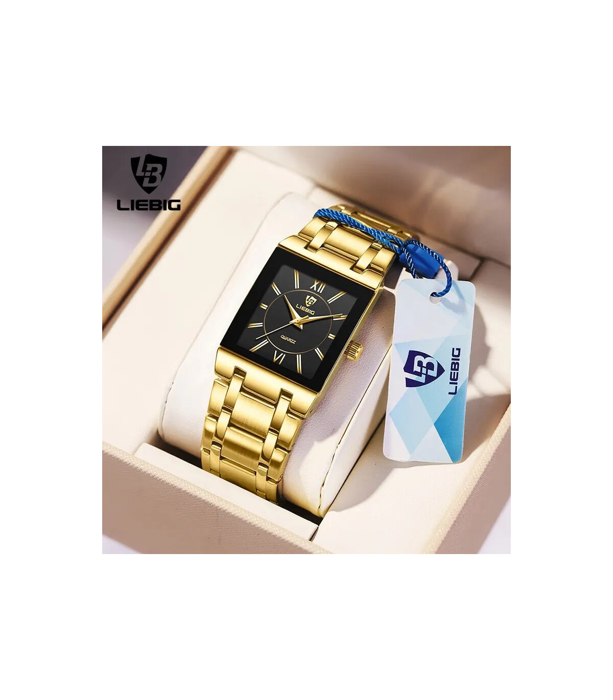 [Men Black] LiEBIG luxe montres à Quartz doré pour femme fille mâle mode 30 m étanche femmes da