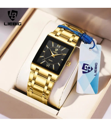 [Men Gold] LiEBIG luxe montres à Quartz doré pour femme fille mâle mode 30 m étanche femmes dam