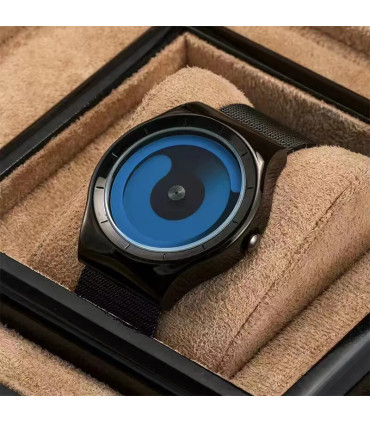 [Silver blue] Montre à quartz Vortex Pointless pour homme, style créatif, couple apprenant et v