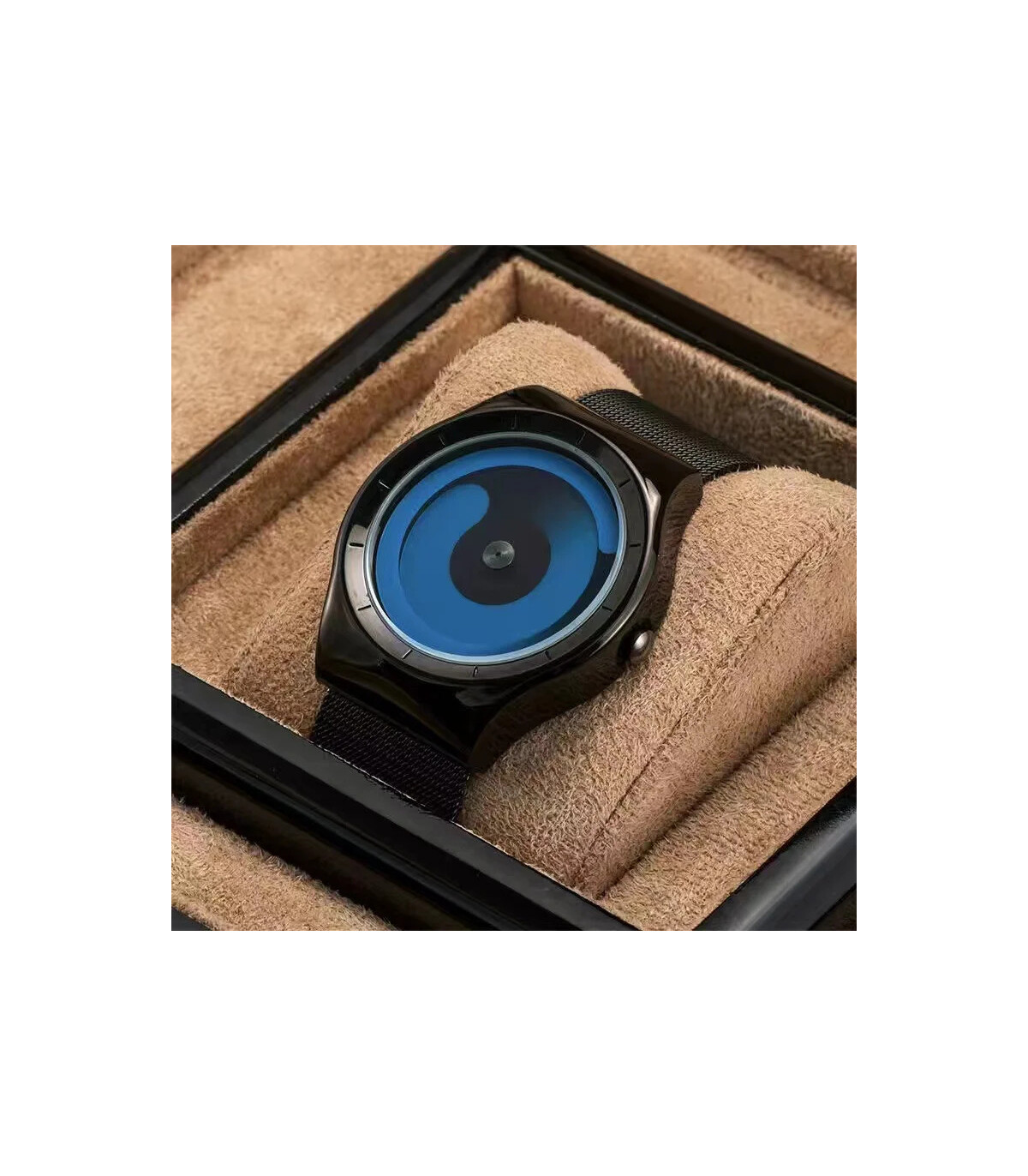 [Silver red] Montre à quartz Vortex Pointless pour homme, style créatif, couple apprenant et vi