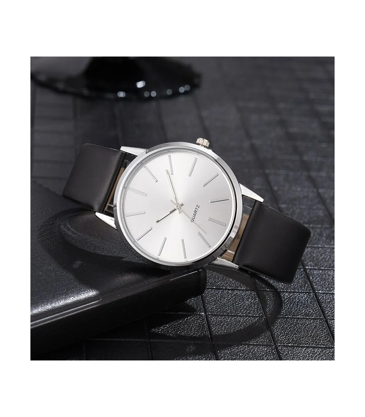 [Black White] Montre à Quartz décontractée pour hommes, marque de luxe, célèbre, horloge mascul