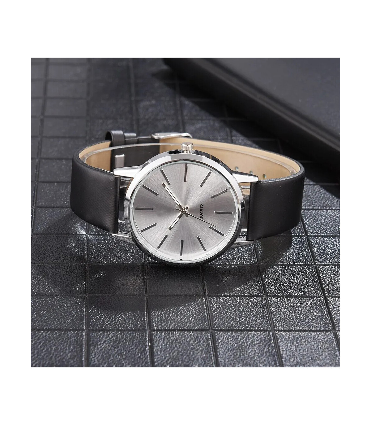 [Black White] Montre à Quartz décontractée pour hommes, marque de luxe, célèbre, horloge mascul