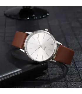 [Coffee White] Montre à Quartz décontractée pour hommes, marque de luxe, célèbre, horloge mascu
