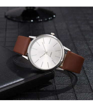 [Coffee White] Montre à Quartz décontractée pour hommes, marque de luxe, célèbre, horloge mascu