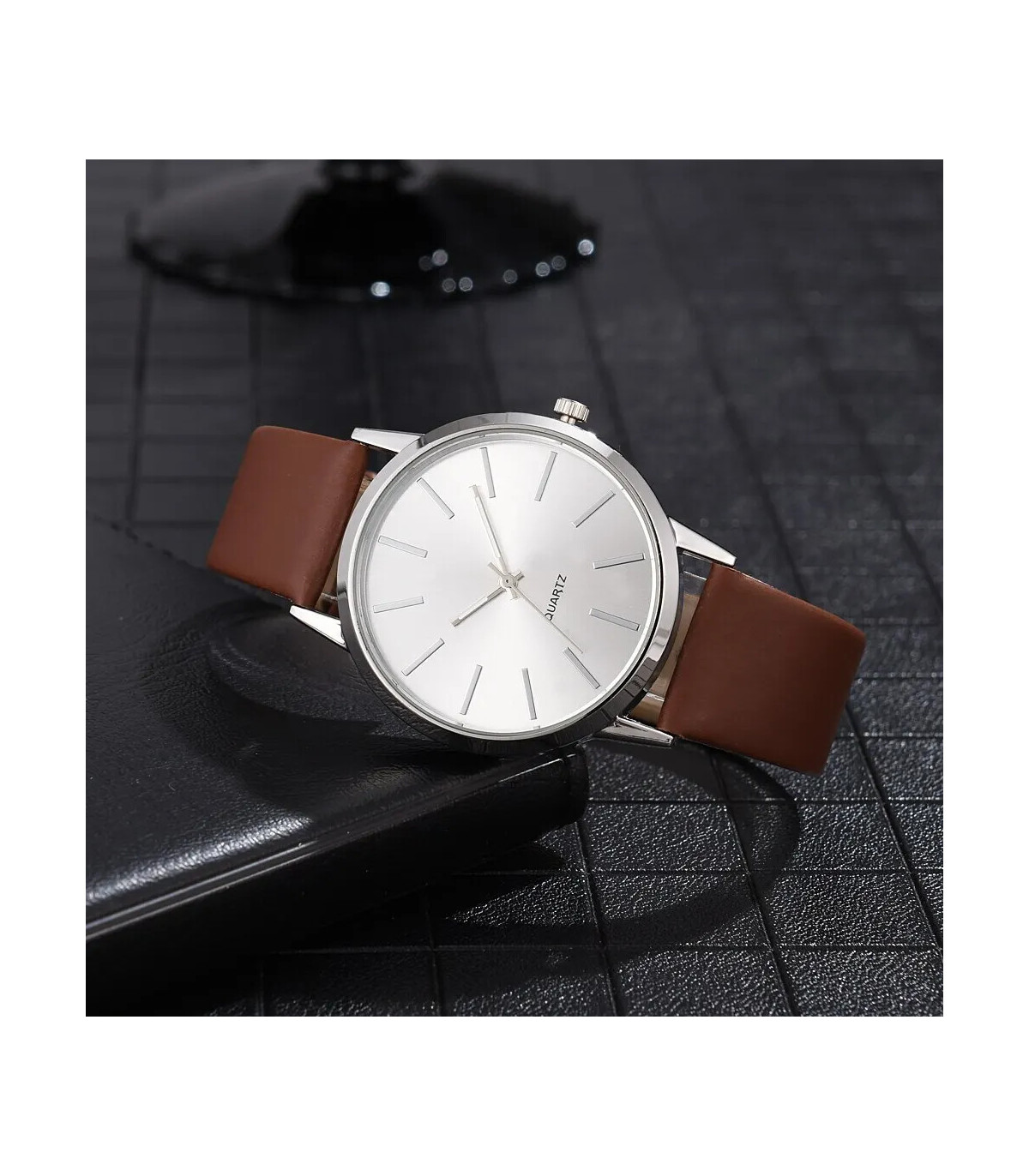 [Coffee White] Montre à Quartz décontractée pour hommes, marque de luxe, célèbre, horloge mascu