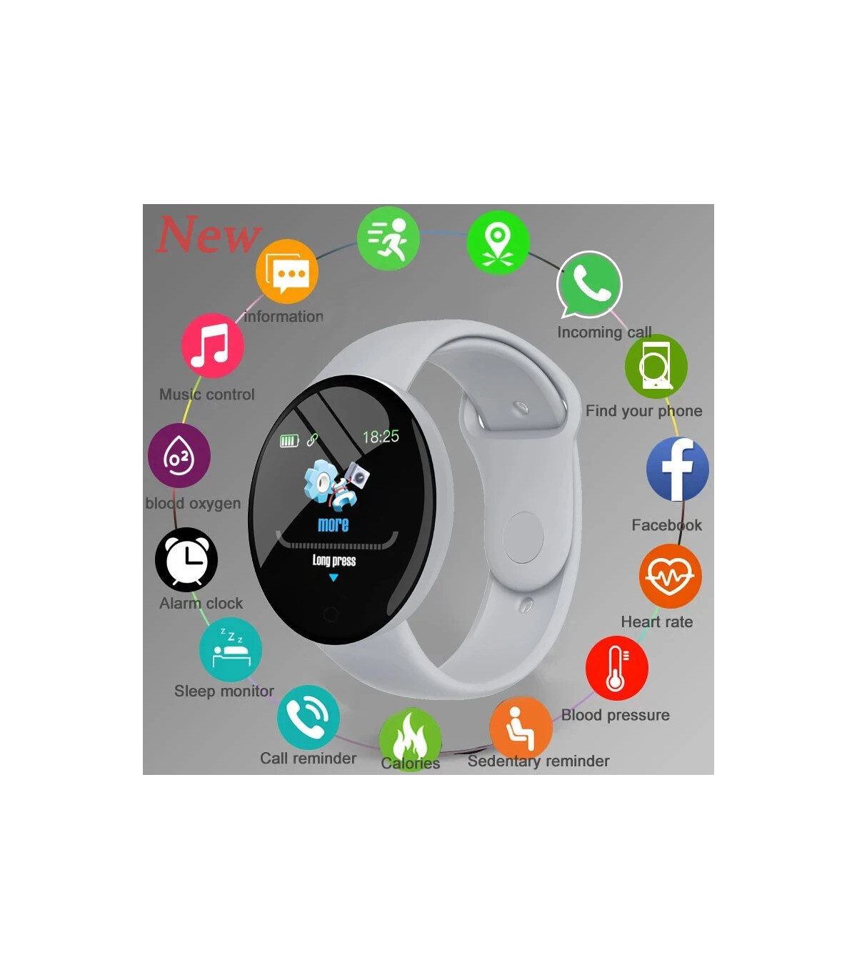 [With Original Box Gray] 2025 nouveau D18 multifonctionnel montre intelligente femmes Bluetooth
