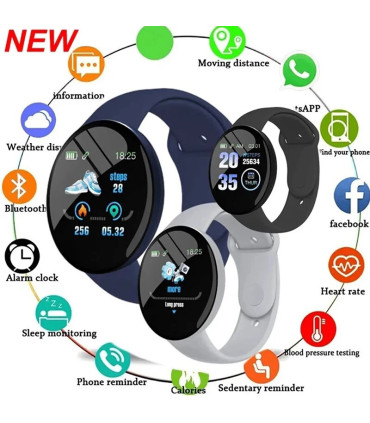 [With Original Box Blue] 2025 nouveau D18 multifonctionnel montre intelligente femmes Bluetooth