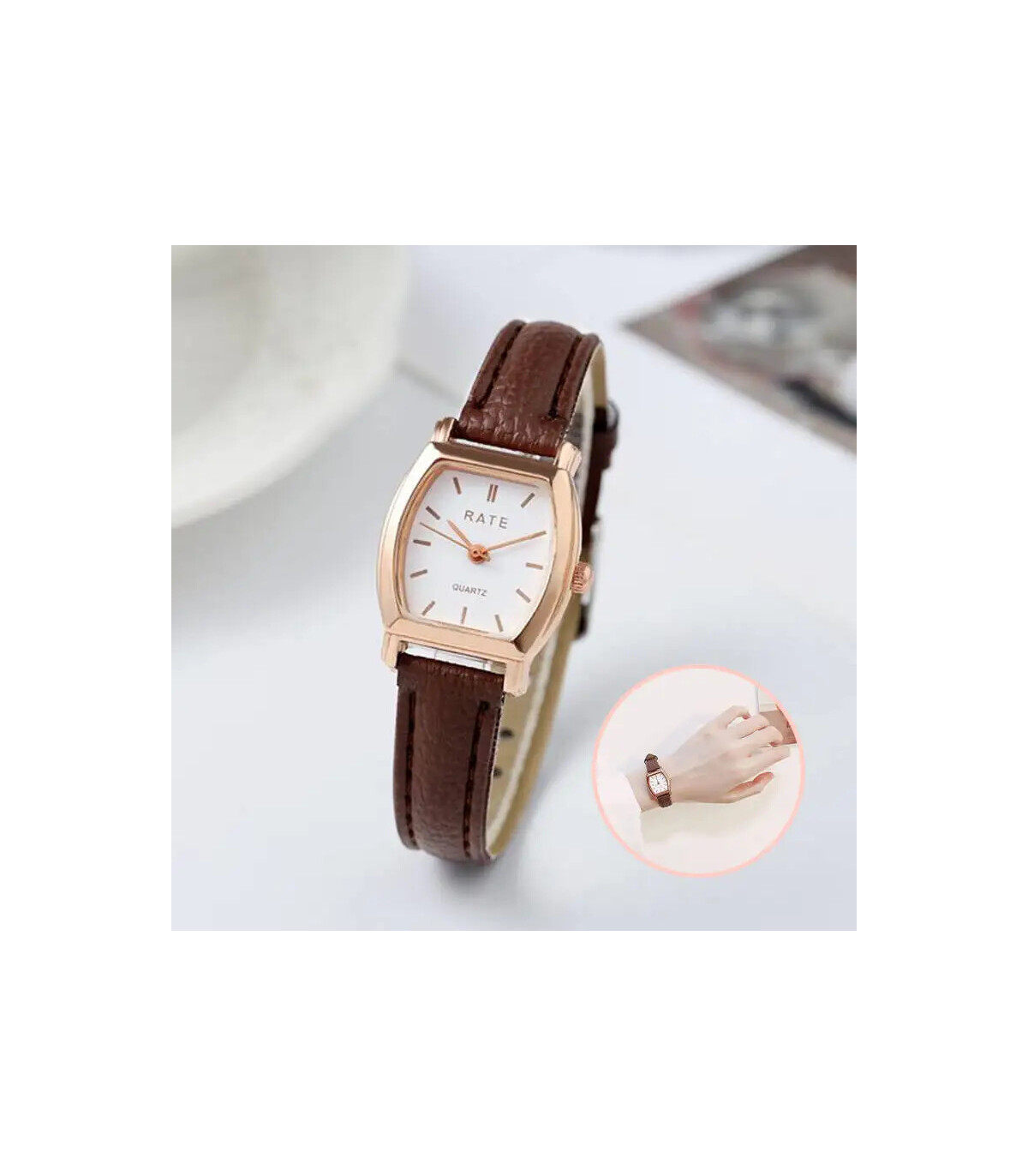 [A Without Box] Mode femmes montres décontracté petit cadran bracelet en cuir femmes montre à Q