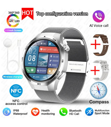 [GPS NFC Watch GT5Pro Silver Mesh belt] Nouveau pour Huawei montre GT5 Pro montre intelligente 