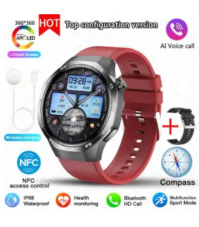 [GPS NFC Watch GT5Pro Black red] Nouveau pour Huawei montre GT5 Pro montre intelligente HD AMOL