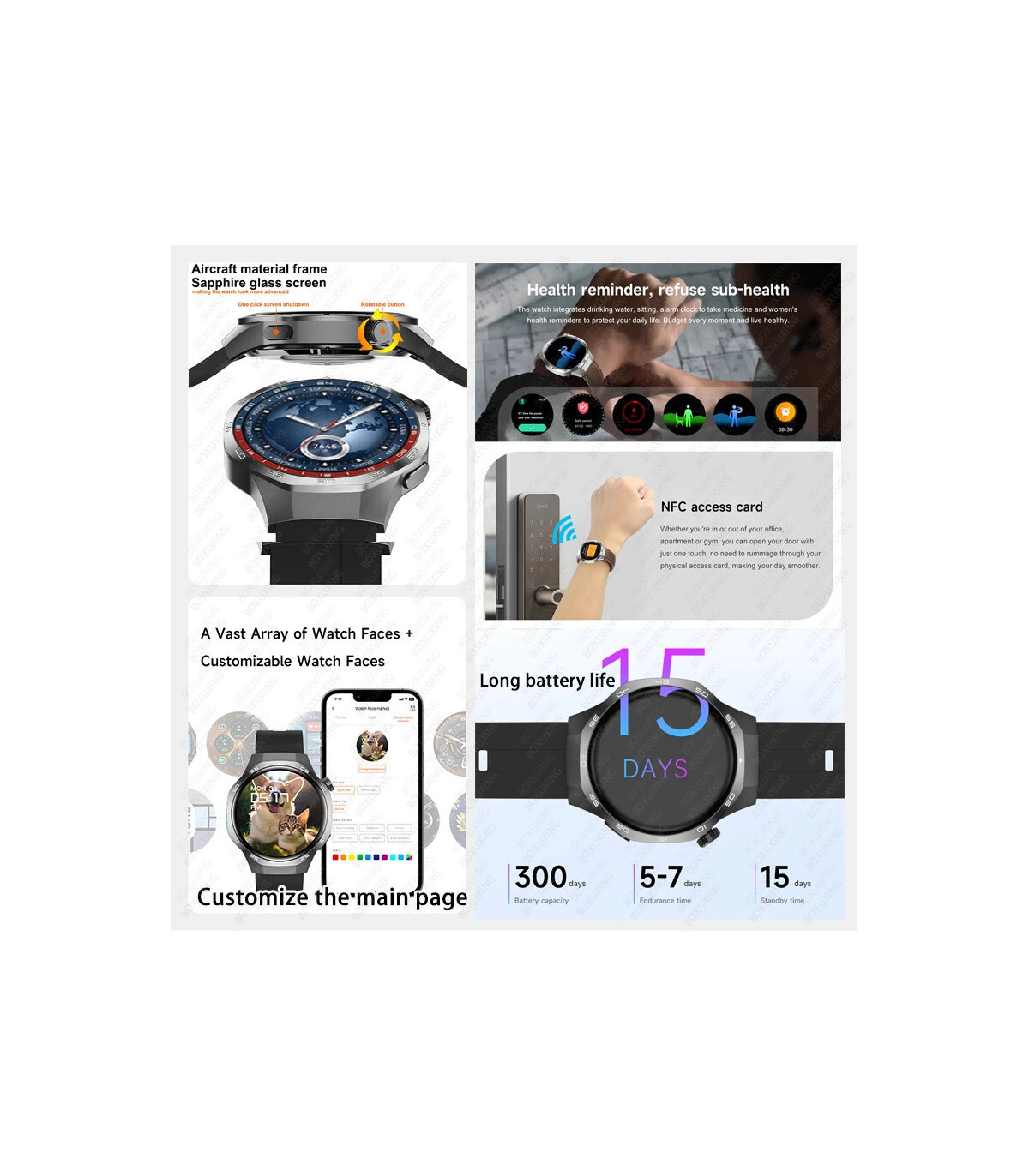 [GPS NFC Watch GT5Pro Black red] Nouveau pour Huawei montre GT5 Pro montre intelligente HD AMOL