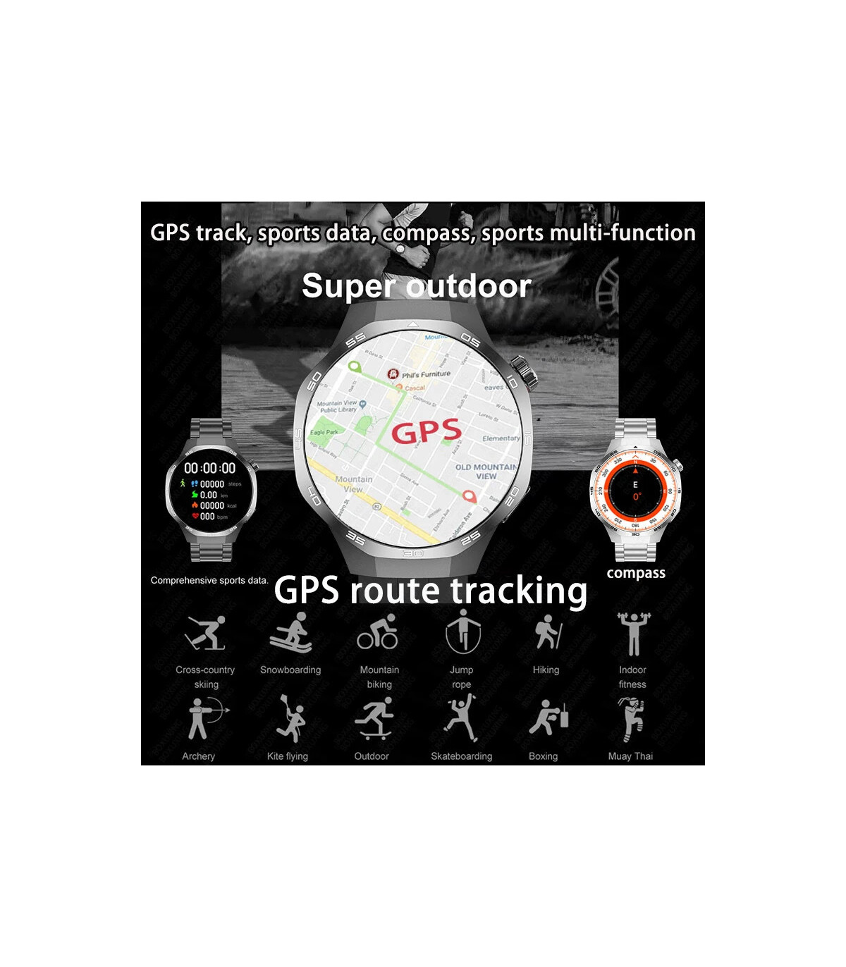 [GPS NFC Watch GT5Pro Silver red] Nouveau pour Huawei montre GT5 Pro montre intelligente HD AMO