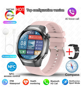 [GPS NFC Watch GT5Pro Black pink] Nouveau pour Huawei montre GT5 Pro montre intelligente HD AMO