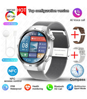 [GPS NFC Watch GT5Pro Silver Mesh belt] Nouveau pour Huawei montre GT5 Pro montre intelligente 