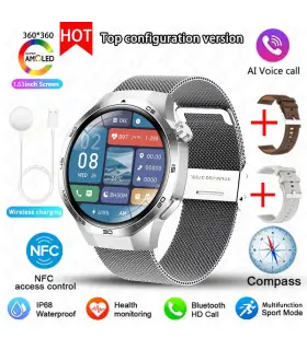 [GPS NFC Watch GT5Pro Silver Mesh belt] Nouveau pour Huawei montre GT5 Pro montre intelligente 