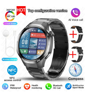 [GPS NFC Watch GT5Pro Black steel] Nouveau pour Huawei montre GT5 Pro montre intelligente HD AM