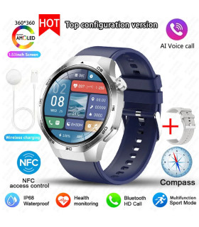 [GPS NFC Watch GT5Pro Silver blue] Nouveau pour Huawei montre GT5 Pro montre intelligente HD AM