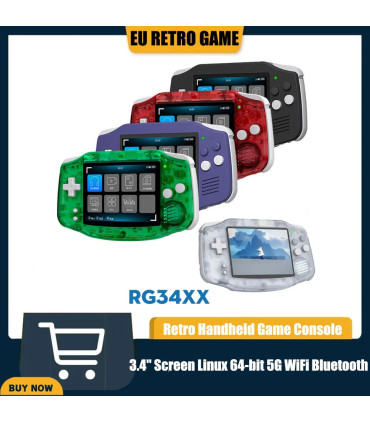 [T Green 64G] Console de jeu portable rétro RG34XX, écran IPS 3.4 pouces, système Linux 64 bits