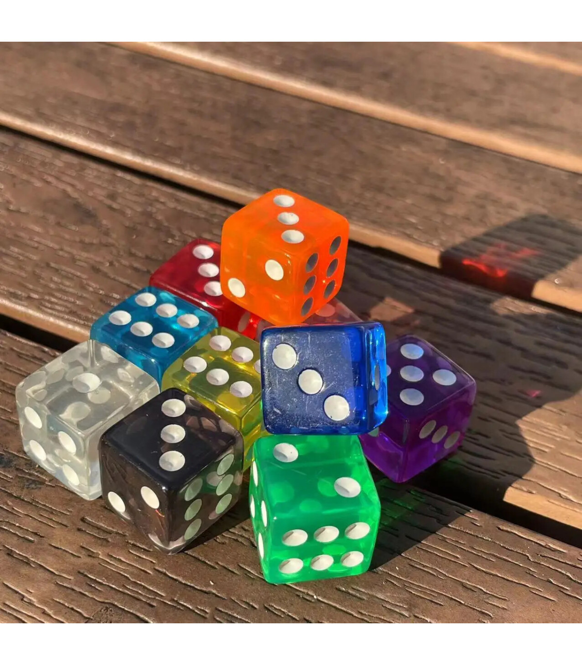 [10 color] 10 pièces/ensemble 16mm Transparent coloré 6 faces D6 Point dés pour Casino famille 