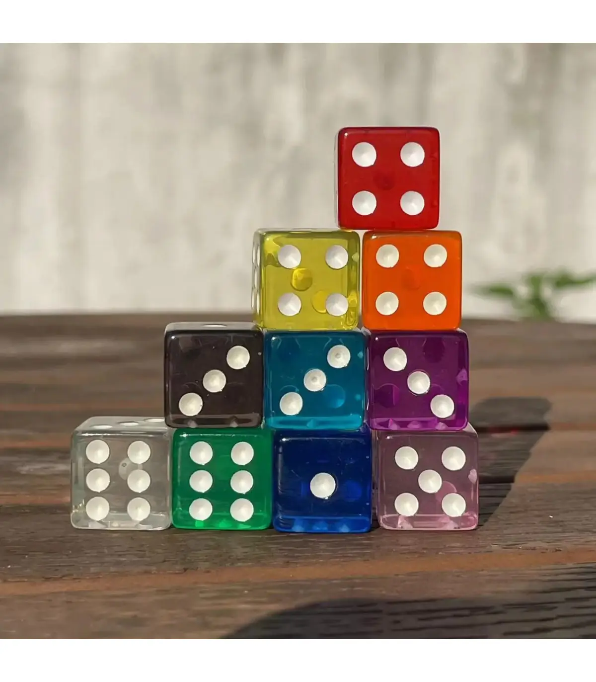 [10 color] 10 pièces/ensemble 16mm Transparent coloré 6 faces D6 Point dés pour Casino famille 