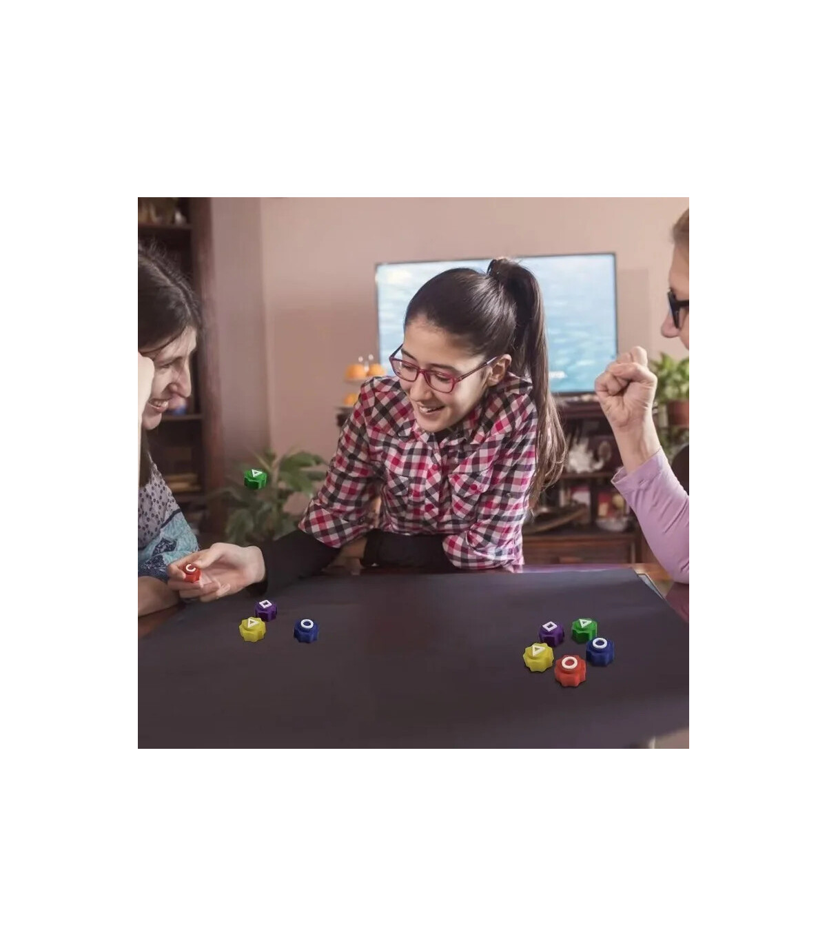 [1pcs] Nouveau jeu Karamari dés accessoires de jeu de fête carré rond Triangle impression Bar a