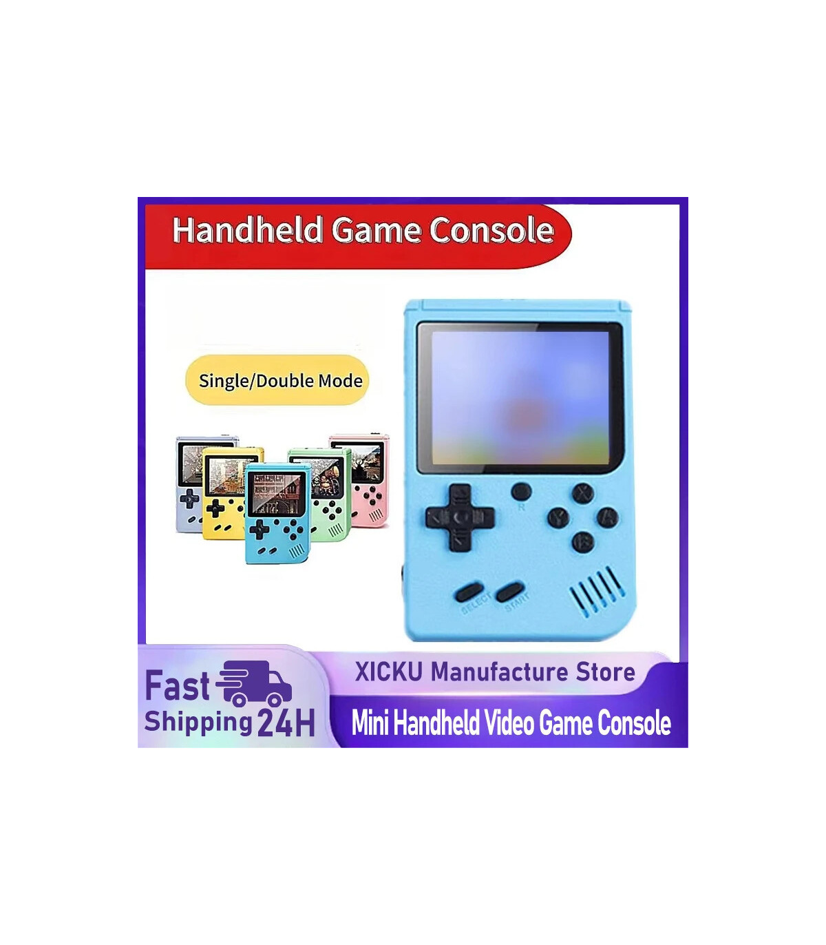 [Blue] Mini Console de jeu vidéo Portable rétro, 8 bits, écran LCD couleur 3.0 pouces, lecteur 