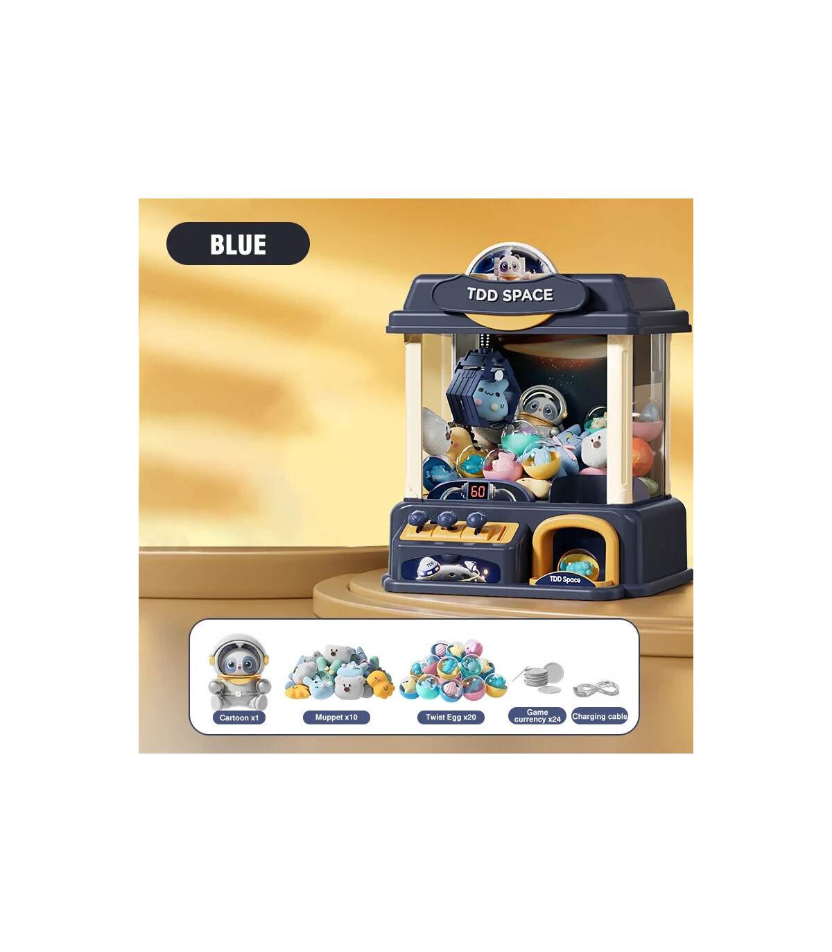 [Blue] Grande taille bricolage poupée Machine enfants pièce à monnaie jouer jeu Mini griffe att