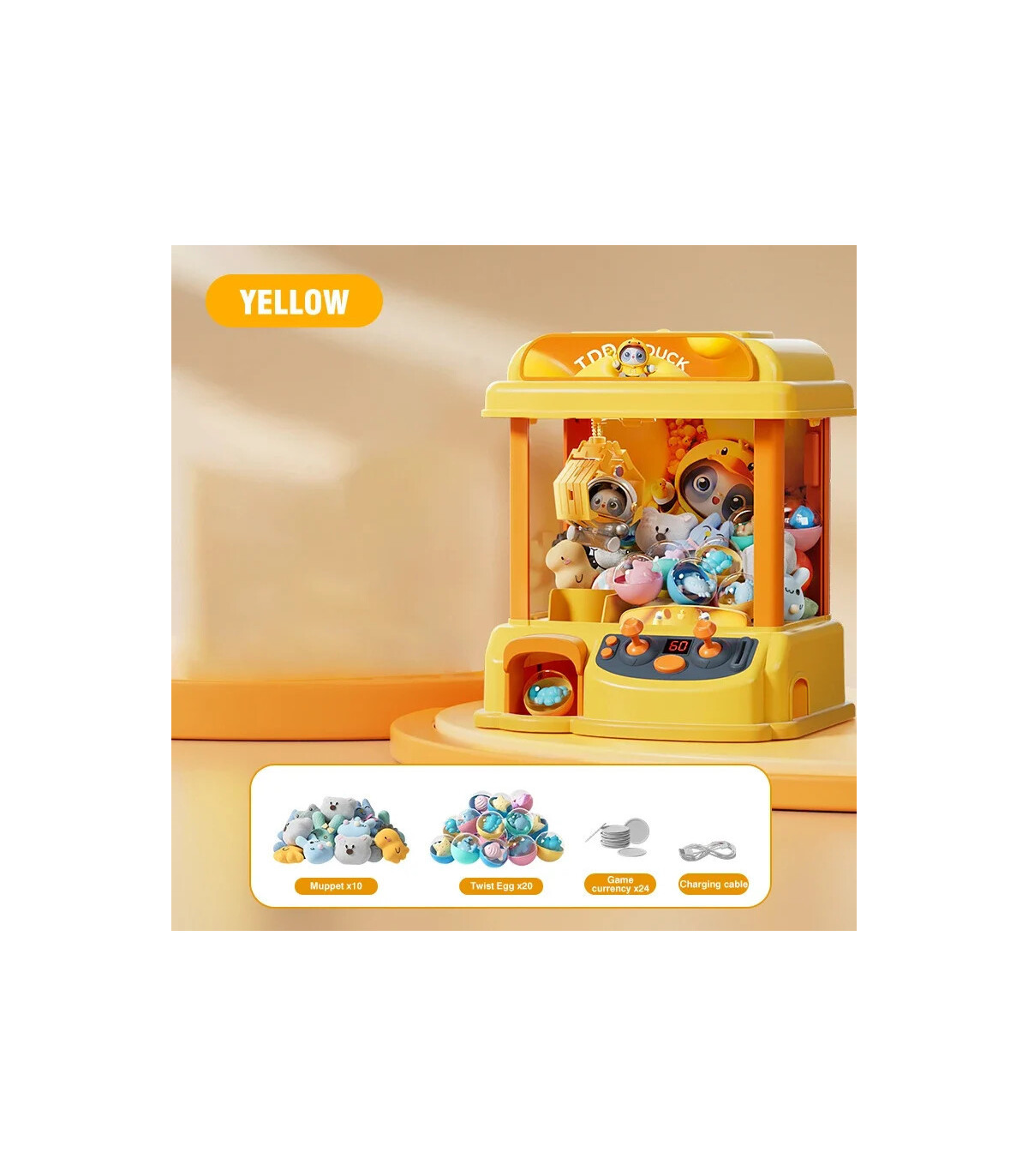 [Yellow] Grande taille bricolage poupée Machine enfants pièce à monnaie jouer jeu Mini griffe a