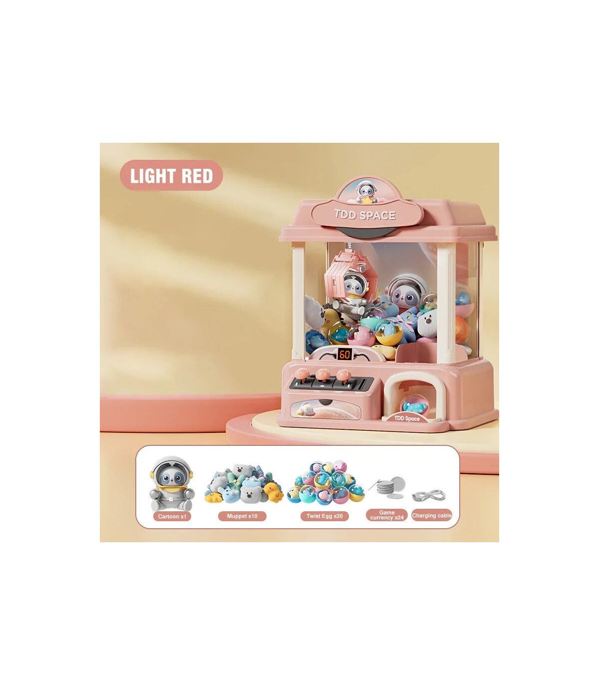 [Light red] Grande taille bricolage poupée Machine enfants pièce à monnaie jouer jeu Mini griff
