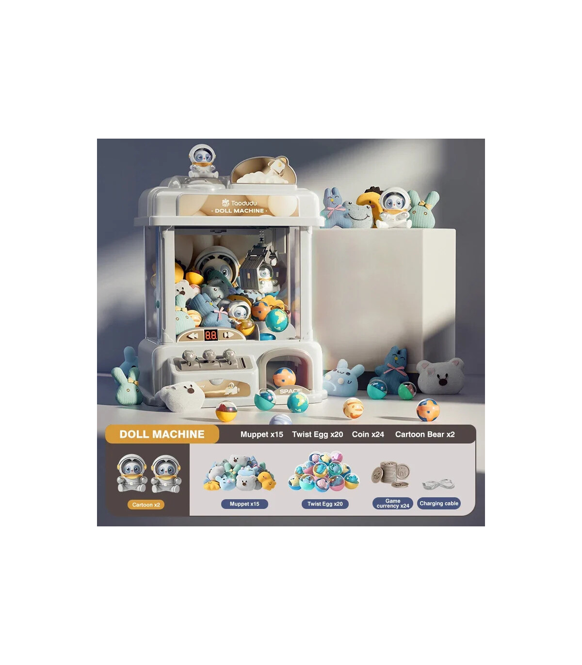 [White] Grande taille bricolage poupée Machine enfants pièce à monnaie jouer jeu Mini griffe at