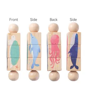 [1Pc Turtle] Jouets Montessori en bois pour bébé, 1 pièce, dessin animé Animal Crocodile ours, 