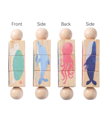 [1Pc Turtle] Jouets Montessori en bois pour bébé, 1 pièce, dessin animé Animal Crocodile ours, 