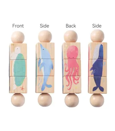 [1Pc Turtle] Jouets Montessori en bois pour bébé, 1 pièce, dessin animé Animal Crocodile ours, 