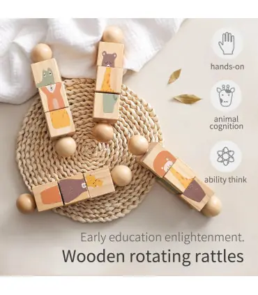 [1Pc Turtle] Jouets Montessori en bois pour bébé, 1 pièce, dessin animé Animal Crocodile ours, 