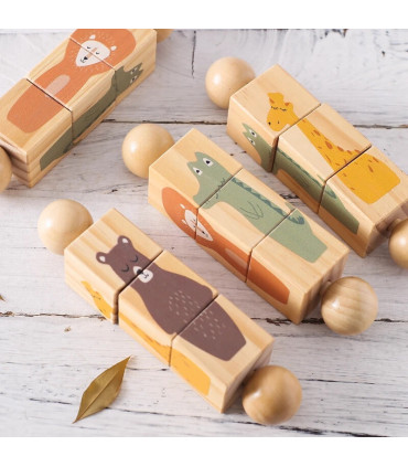 [1Pc Turtle] Jouets Montessori en bois pour bébé, 1 pièce, dessin animé Animal Crocodile ours, 