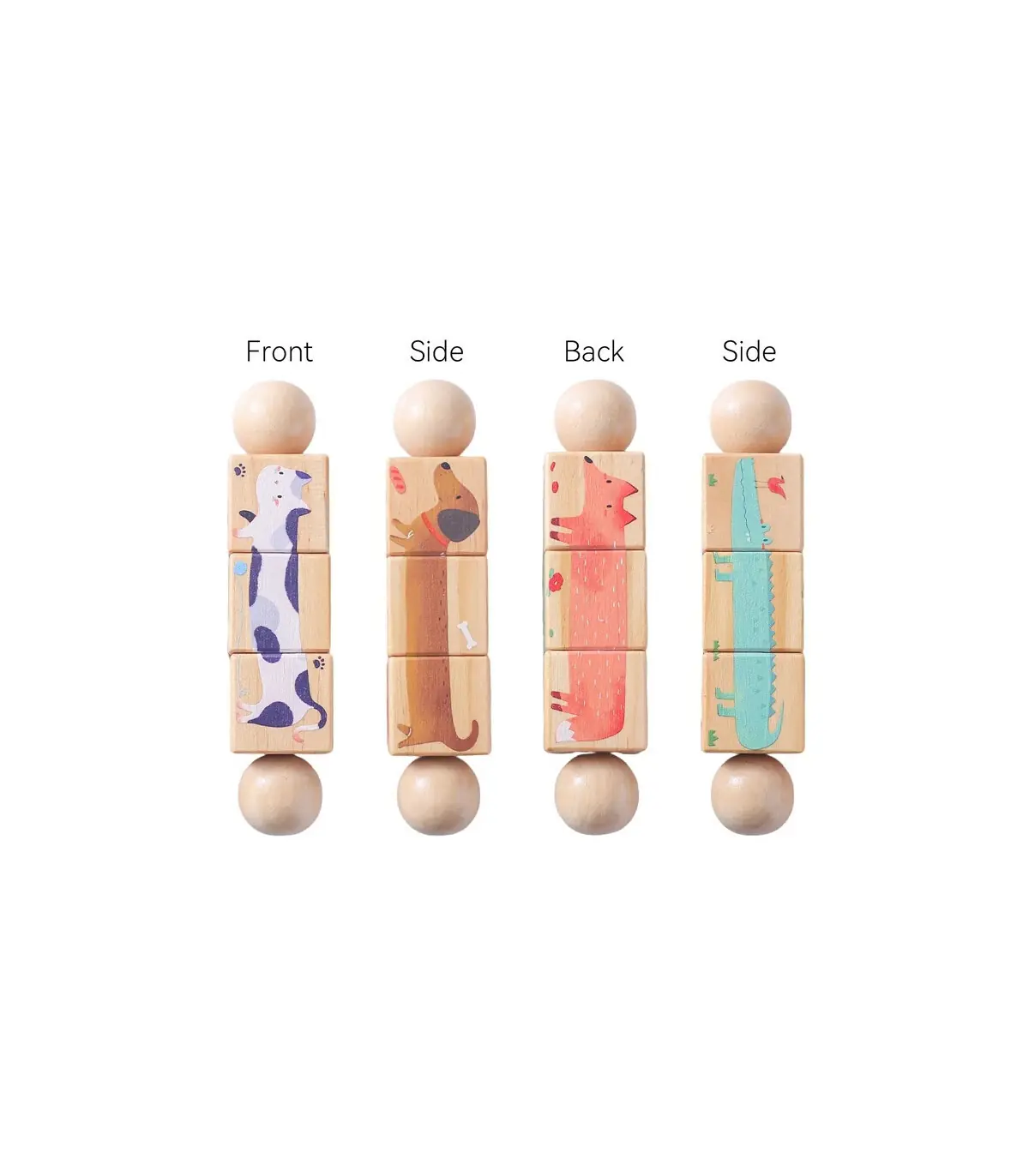 [1Pc Cat] Jouets Montessori en bois pour bébé, 1 pièce, dessin animé Animal Crocodile ours, blo