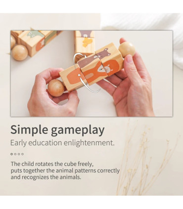 [1Pc Cat] Jouets Montessori en bois pour bébé, 1 pièce, dessin animé Animal Crocodile ours, blo