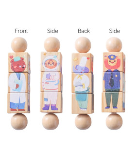 [1Pc Lion] Jouets Montessori en bois pour bébé, 1 pièce, dessin animé Animal Crocodile ours, bl