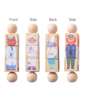 [1Pc Lion] Jouets Montessori en bois pour bébé, 1 pièce, dessin animé Animal Crocodile ours, bl