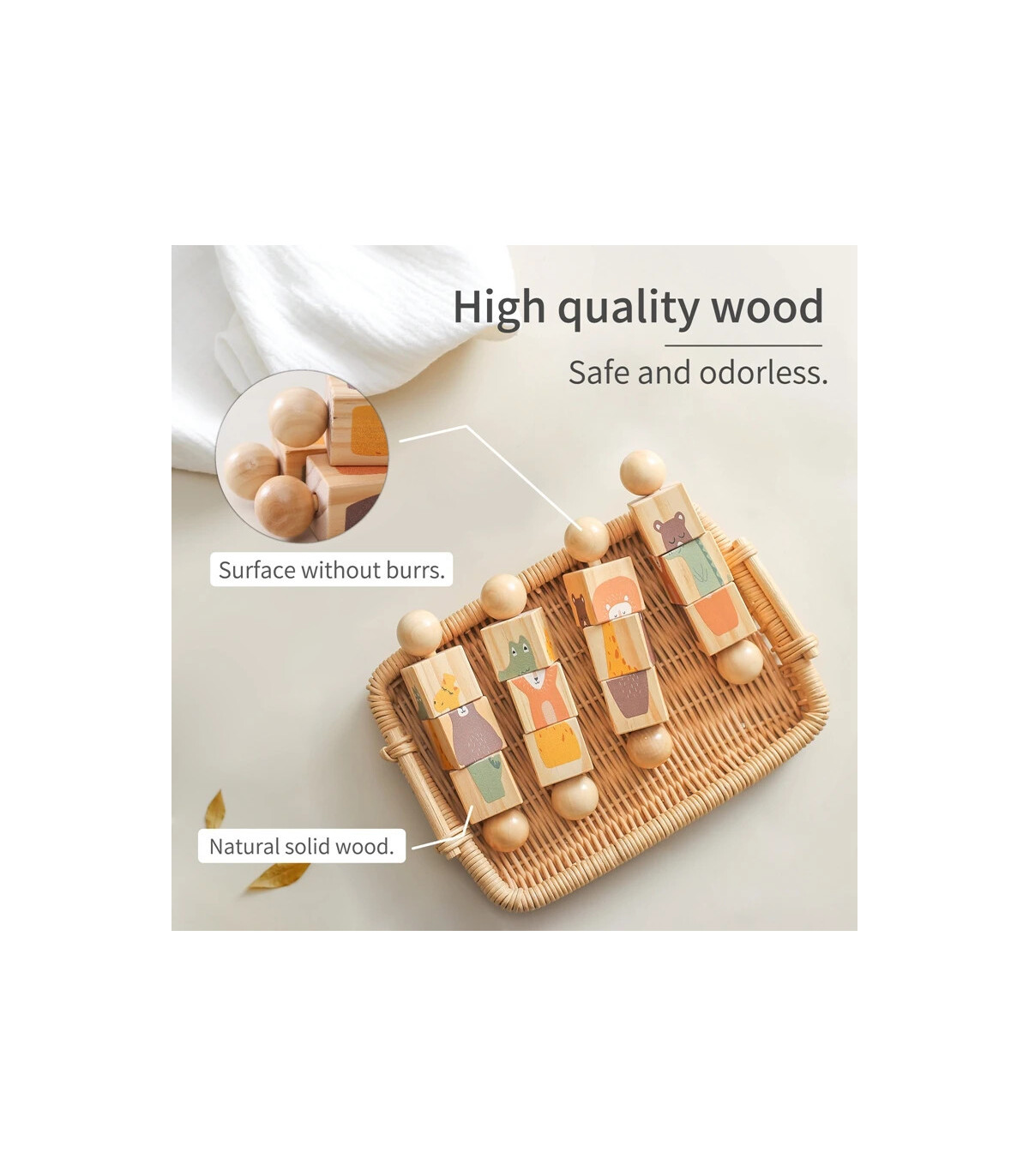 [Lion] Jouets Montessori en bois pour bébé, 1 pièce, dessin animé Animal Crocodile ours, bloc r